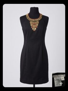 Maggy London Black Sleeveless Embellished Sheath Dress